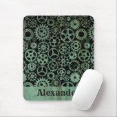 Steampunk Verdigris Bronze Gears Individuelle Name Mousepad (Mit Mouse)