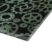Steampunk Verdigris Bronze Gears Monogram Schneidebrett (Ecke)