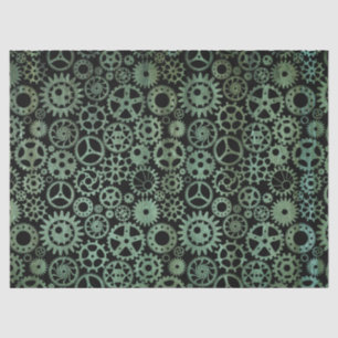 Steampunk Verdigris Bronze Gears Seidenpapier