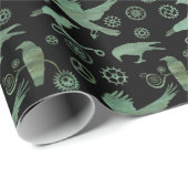 Steampunk Verdigris Bronze Gears und Crows Geschenkpapier (Rolleneckpunkt)