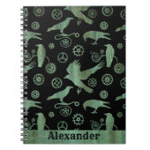 Steampunk Verdigris Bronze Gears und Crows Notizblock (Vorderseite)