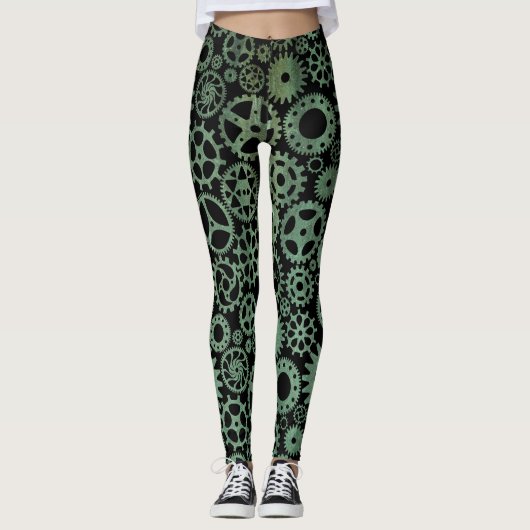 Steampunk Verdigris Bronze Leggings (Vorderseite)