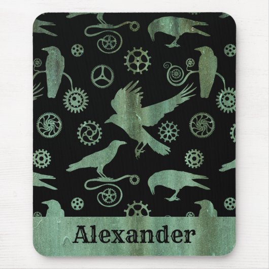 Steampunk Verdigris Gears und Crows Individuelle N Mousepad (Vorne)