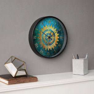 Steampunk Verdigris rostiges Zahnrad Uhr