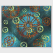 Steampunk Verdigris Rusty Cogwheel Geschenkpapier (Flach)