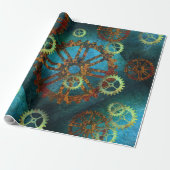 Steampunk Verdigris Rusty Cogwheel Geschenkpapier (Ungerollt)