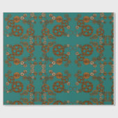 Steampunk Verdigris Rusty Gears Pattern Geschenkpapier (Flach)