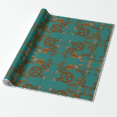 Steampunk Verdigris Rusty Gears Pattern Geschenkpapier (Ungerollt)