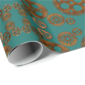 Steampunk Verdigris Rusty Gears Pattern Geschenkpapier (Rolleneckpunkt)