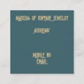 Steampunk Verdigris und Gold Quadratische Visitenkarte (Rückseite)