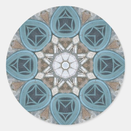 Steampunk Verdigris Window Mandala Runder Aufkleber (Vorderseite)