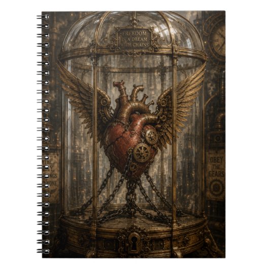 Steampunk Verkettetes Herz Notizblock (Vorderseite)