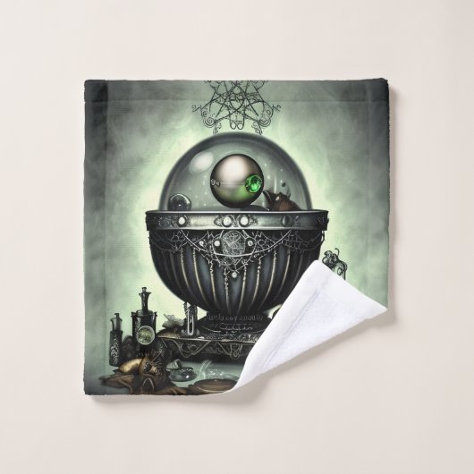 Steampunk-Verzierte Kauldron- und Magiegegenstände Badhandtuch Set (Waschlappen)