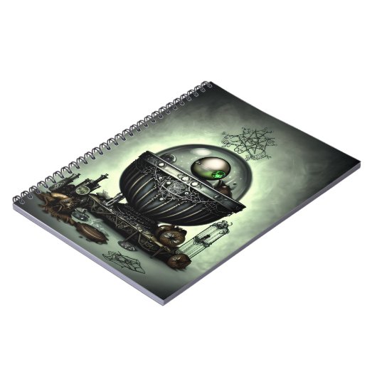 Steampunk-Verzierte Kauldron- und Magiegegenstände Notizblock (Linke Seite)