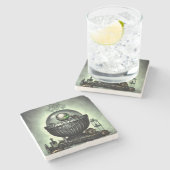 Steampunk-Verzierte Kauldron- und Magiegegenstände Steinuntersetzer (Seitenansicht)