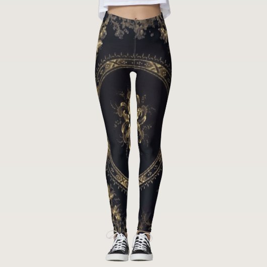 Steampunk Victoria blau/Schwarzes Leggings (Vorderseite)