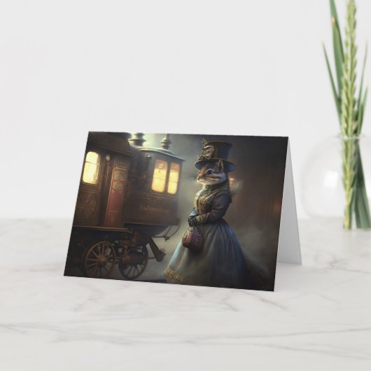 Steampunk-Victorian-Chipmunk Dankeskarte (Vorderseite)