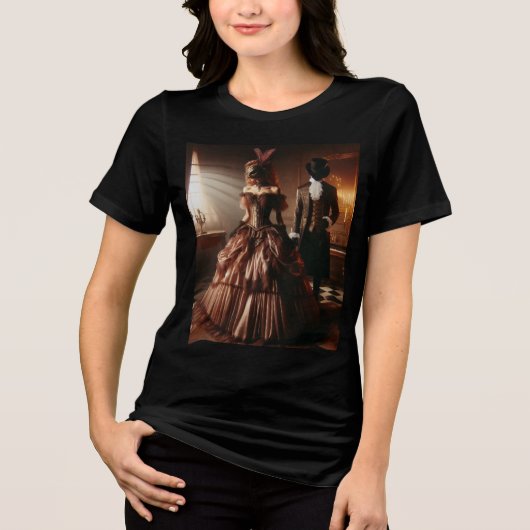 Steampunk Victorian Fantasy Art Masquerade Tri-Blend Shirt (Vorderseite)