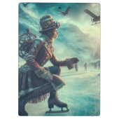 Steampunk Victorian Fantasy Winter Messenger Klemmbrett (Rückseite)