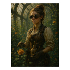 Steampunk Victorian Gardener Art Poster