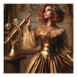 Steampunk-Victorian-Gold-Astronom Fotodruck