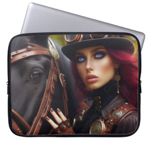 Steampunk-Victorian-Lady-Dunkelreiterin Laptopschutzhülle