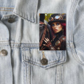 Steampunk-Victorian-Lady-Dunkle-Reiterin Button (Insitu)