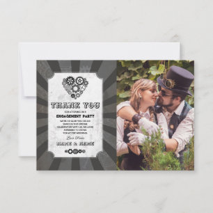 Steampunk Vielen Dank für Ihr Hochzeitliches Herz- Einladung