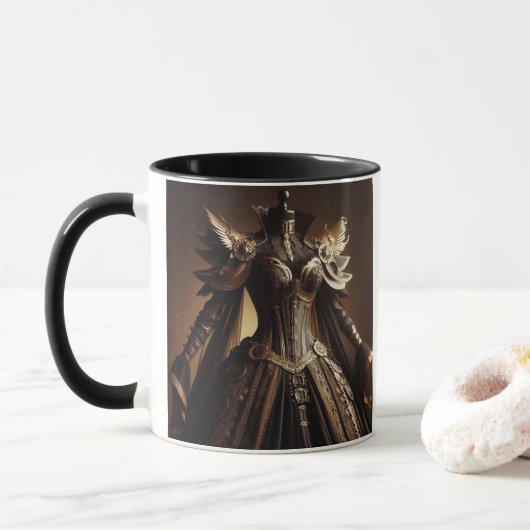 Steampunk Viktorianisch Black and Gold Empress Gow Tasse (Mit Donut)