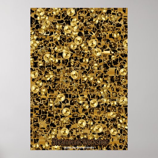 Steampunk Viktorianisch Brass Cogs & Gears Art Pos Poster (Vorne)