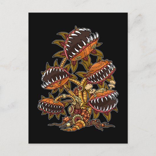 Steampunk Viktorianisch Carnivorys Pflanze Venus F Postkarte (Vorderseite)