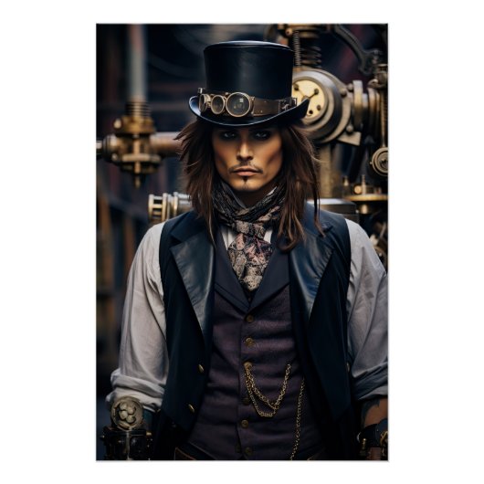 Steampunk Viktorianisch Cosplay Top Hat Gears Poster (Vorderseite)