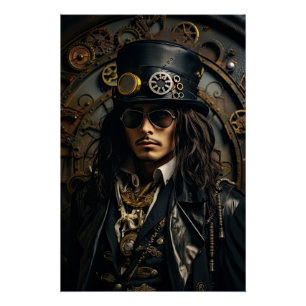 Steampunk Viktorianisch Cosplay Top Hat Gears Poster