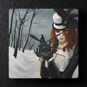 Steampunk Viktorianisch Dragonfly Quadratische Wanduhr