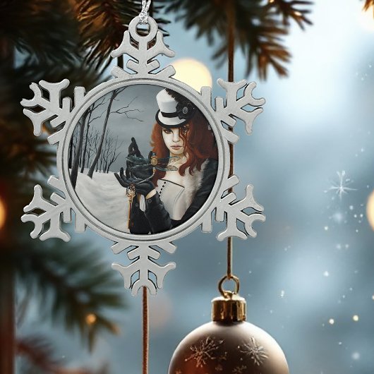 Steampunk Viktorianisch Dragonfly Schneeflocken Zinn-Ornament