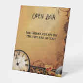 Steampunk Viktorianisch Elegance Wedding Open Bar Sockelschild (Vorderseite)