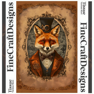 Steampunk Viktorianisch Elegant Fox A4L Decoupage Seidenpapier