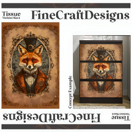 Steampunk Viktorianisch Elegant Fox A4R Decoupage Seidenpapier