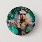 Steampunk Viktorianisch Futuristic Green Dancer Button (Vorderseite)