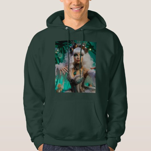 Steampunk Viktorianisch Futuristic Green Dancer Hoodie (Vorderseite)