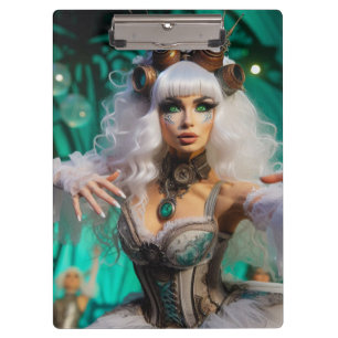 Steampunk Viktorianisch Futuristic Green Dancer Klemmbrett