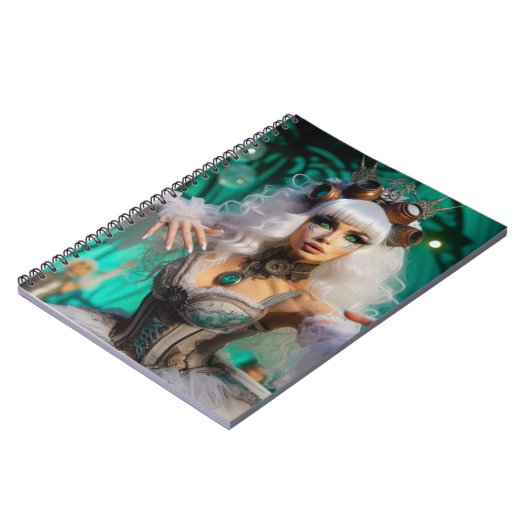 Steampunk Viktorianisch Futuristic Green Dancer Notizblock (Linke Seite)