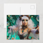 Steampunk Viktorianisch Futuristic Green Dancer Postkarte (Vorne/Hinten)