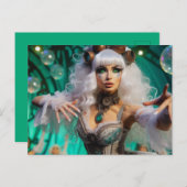 Steampunk Viktorianisch Futuristic Green Dancer Postkarte (Vorne/Hinten)