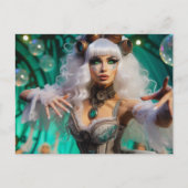 Steampunk Viktorianisch Futuristic Green Dancer Postkarte (Vorderseite)