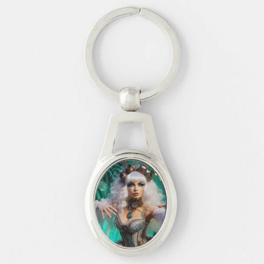 Steampunk Viktorianisch Futuristic Green Dancer Schlüsselanhänger (Vorderseite)