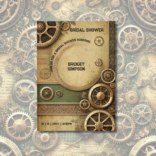 Steampunk Viktorianisch Gearwork Bridal Einladung