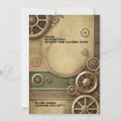 Steampunk Viktorianisch Gearwork Bridal Einladung (Rückseite)