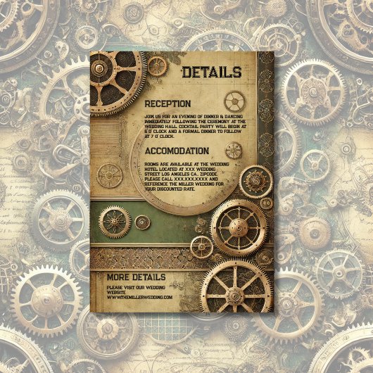 Steampunk Viktorianisch Gearwork Wedding Begleitkarte