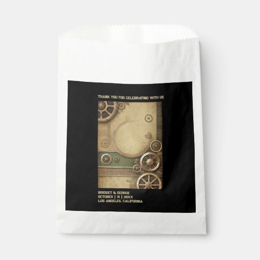 Steampunk Viktorianisch Gearwork Wedding danke Geschenktütchen (Vorderseite)